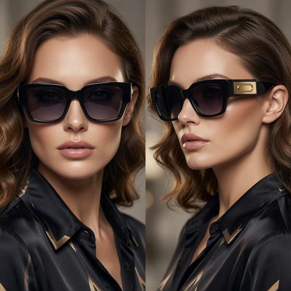Womens‎ Sunglasses Rectangular Big Large Eyewear Thick Frame Shield Outgoing UV